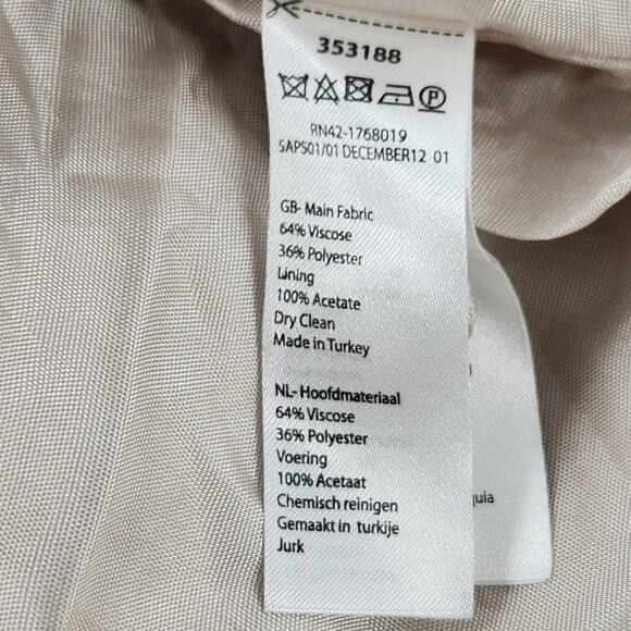 Monsoon Belted Sheath Dress US 6 UK 10 Beige White Floral Cap Sleeve Romantic - Picture 8 of 11